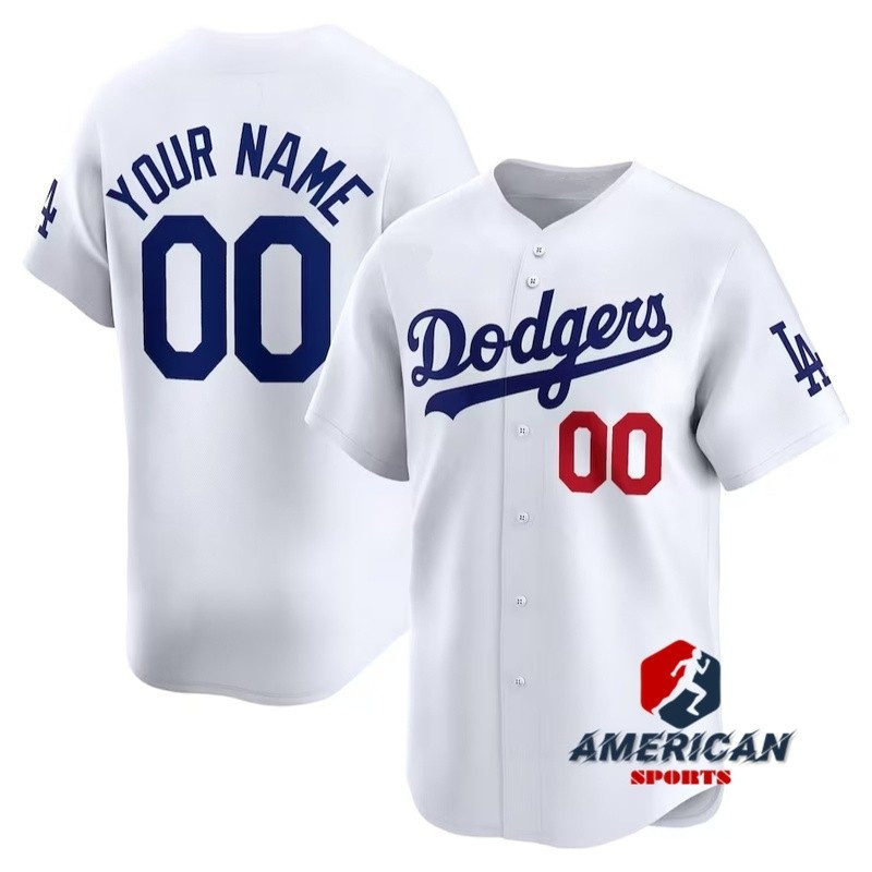 ผู้ชาย MLB Los Angeles Dodgers White Home Baseball Customed Jersey