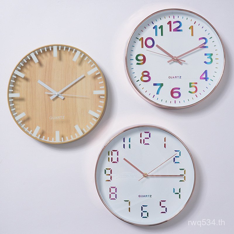 โรงงานขายตรงใหม่สไตล์นาฬิกาควอทซ์ที่เรียบง่ายสร้างสรรค์ห้องนั่งเล่นรอบนาฬิกาแขวนดิจิตอลไม้นอร์ดิก40เ
