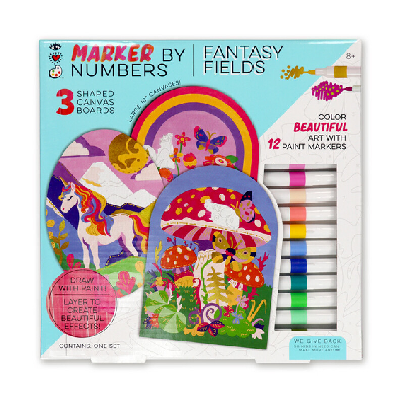 IHEARTART ชุดผ้าใบระบายสี Fantasy Fields รุ่น 9301 รวมปากกาสีน้ำ 12 สี พร้อมขาตั้ง 3 ชิ้น