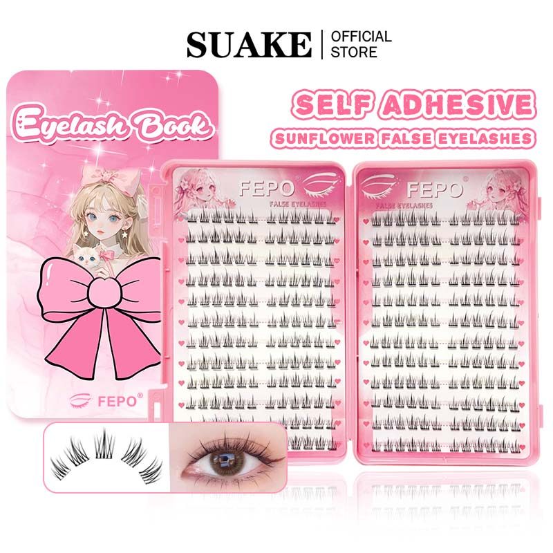 ซื้อ 1 แถม 2 ฟรี Fepo 288 Cluster Self-Adhesive ขนตาปลอมไม่มีกาวต้องการ Self-Adhesive Eyelashes ขนาด