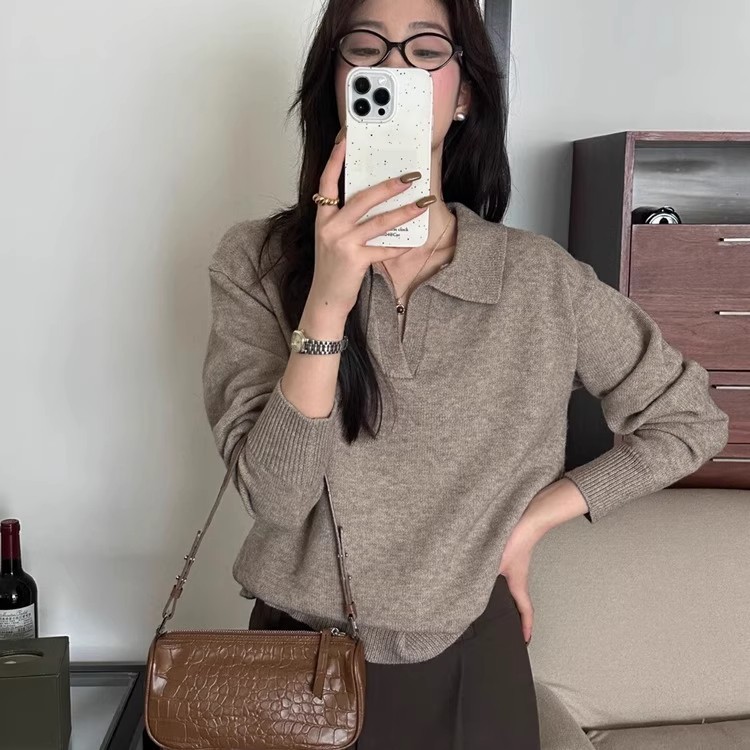 88046 ชุดถักสตรี มีดีไซน์หลวมๆ ใส่สบาย เหมาะสำหรับสวมใส่ในฤดูใบไม้ร่วงและฤดูหนาว