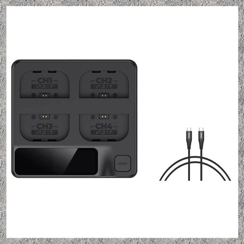 เครื่องชาร์จแบตเตอรี่สําหรับ LP-E6 แบตเตอรี่- 4-Slot Fast Charging การตรวจจับพลังงานเรียลไทม์สําหรับ