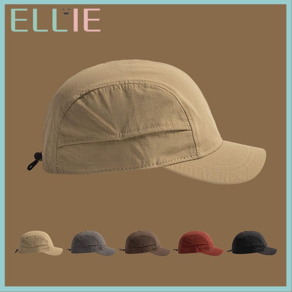 ELLIE หมวกเบสบอล ผ้าฝ้ายแห้งเร็ว กันแดด ดีไซน์สั้น Brim Snapback สำหรับชายและหญิง