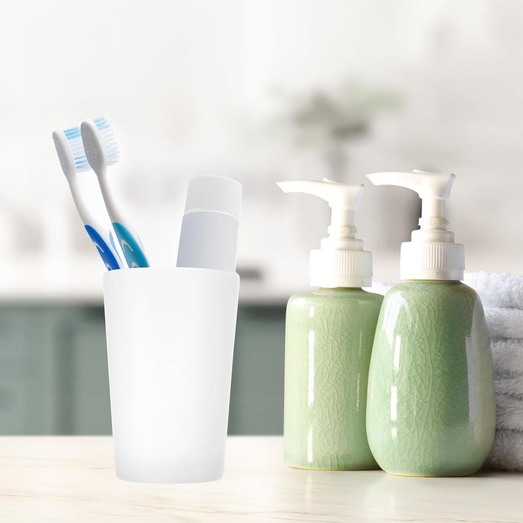 VOCOSTE 2 ชิ้นห้องน้ําแปรงสีฟัน Tumblers PP ถ้วยสําหรับห้องน้ําห้องครัวสีใส 4.52x3.03 LQ0A