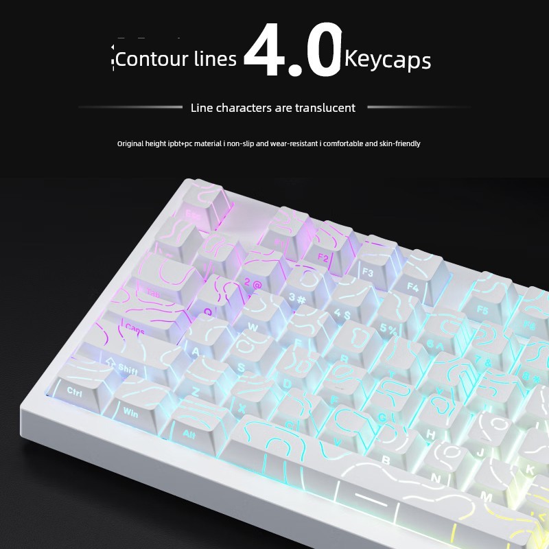 คีย์แคป keycap ฯลฯ High Line 4.0 ด้านข้างแกะสลัก Keycap PBT โปร่งแสงคีย์บอร์ดหมวก 87/98 คีย์ Little 
