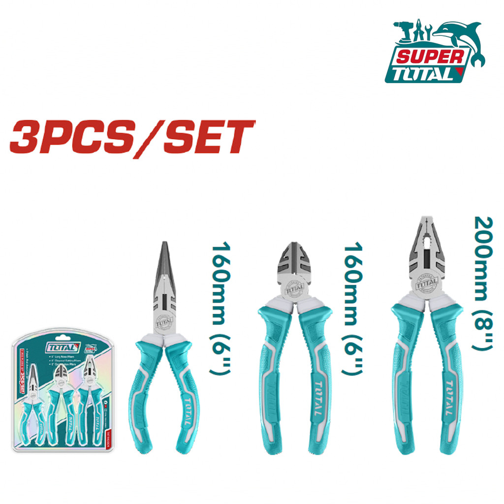 [ TOTAL ] (THT1K0301) ชุดเครื่องมือคีม 3 ชิ้น 160 มม. & 200 มม. ขนาด