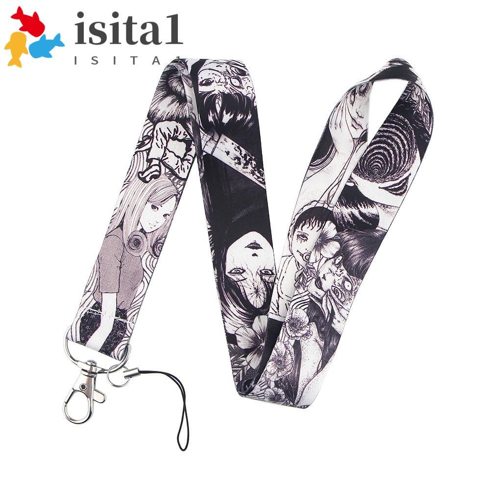 ISITA Junji Ito Anime Lanyard Camera Mobile Special Badge Holder for key ID Card Key Ring Holder Nec