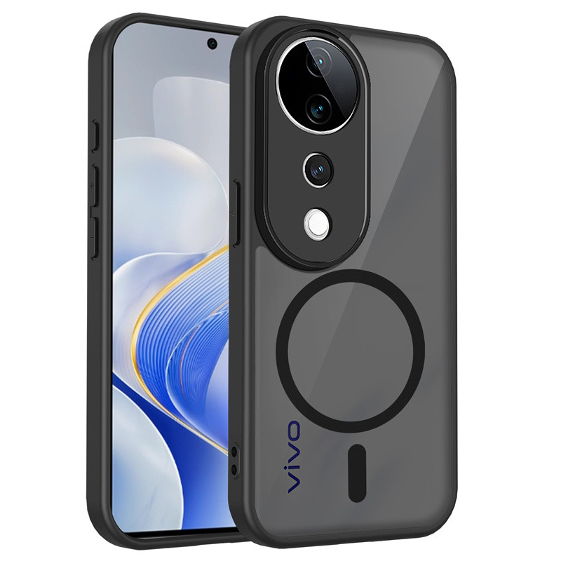 สําหรับ VIVO V40, V40 Pro, S19 Pro 5G, เคสโทรศัพท์สีดําโปร่งใสฝ้าขายดี, PC ชาร์จไร้สายฝาครอบป้องกันการตกกระแทก