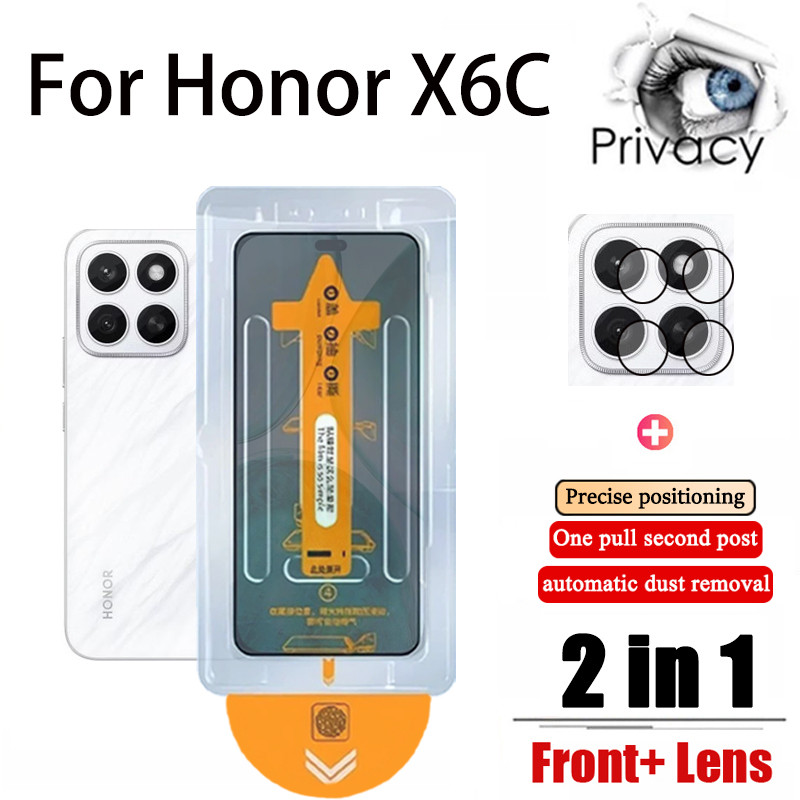 2 in 1 ฟิล์ม ฟิล์มกระจก เต็มจอ สำหรับ Honor X6C Anti-Spy Honor 400 X7C X7D X6C X5B X9D กระจกกันรอยหน้าจอ ซอง าเป้องกันหน้าจอหัวขึ้น