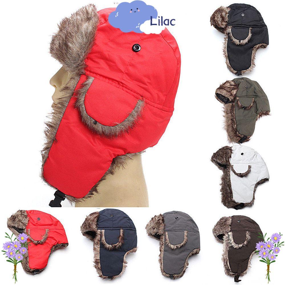 LILAC Ushanka หมวกสกีลายขนสัตว์อบอุ่น