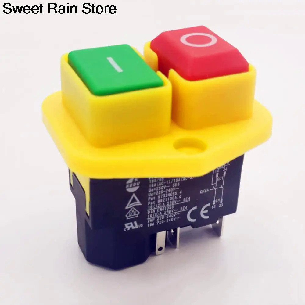 1PC KJD17B สวิตช์ปุ่มกด 220V-240V 16A 5-pin 4-pin ไฟฟ้าเครื่องมือสวิทช์