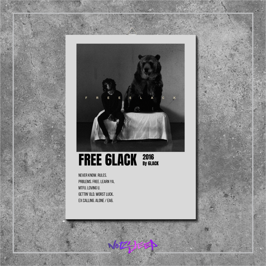 วงดนตรีอัลบั้มโปสเตอร์ฟรี 6Lack 6Lack mdf Wood Poster Room Display