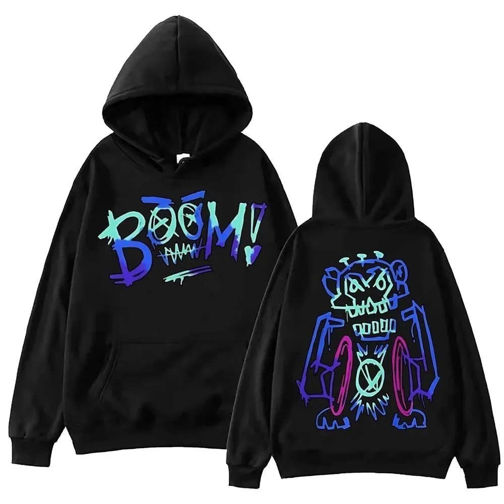 เสื้อฮู้ดแขนยาว Anime Arcane Jinx Graffiti Hoodie Harajuku Fans Gift Graphic ดำ ผ้าCotton Hoodie