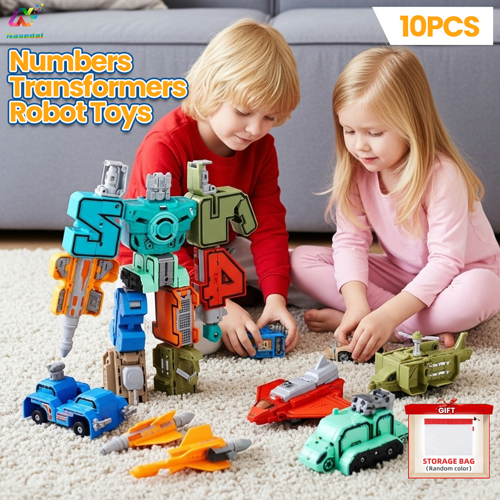 10 ชิ้นเด็กจํานวน Transformers หุ่นยนต์ของเล่น-บล็อกตัวต่อเพื่อการศึกษา Mecha Car-to-King Kong DIY คริสต์มาสของขวัญปีใหม่สําหรับชายเด็กของเล่นเพื่อการศึกษา