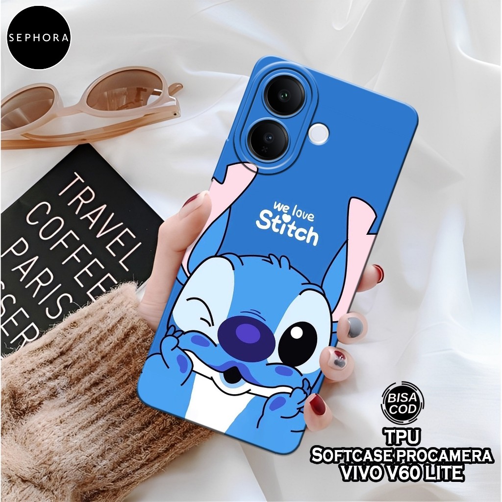เคส HP ล่าสุด VIVO V60 LITE 2025 - เคส Stitch แฟชั่น - เคส VIVO V60 LITE 2025 Softcase - เคสกล้อง Pr