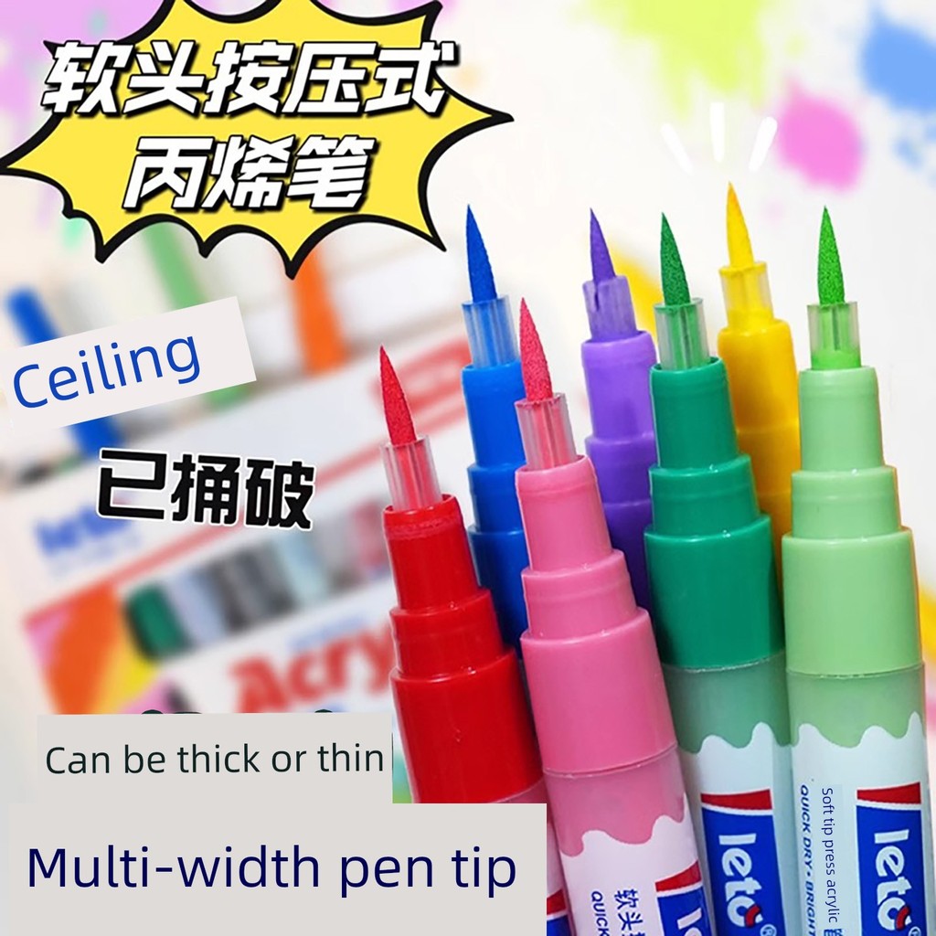 ปากกาสีน้ำ Monami ปากกาสี Lotto หัวนิ่มอะคริลิคมาร์กเกอร์24สีกดอะคริลิคภาพวาดกราฟฟิตีปากกาสีนักเรียน