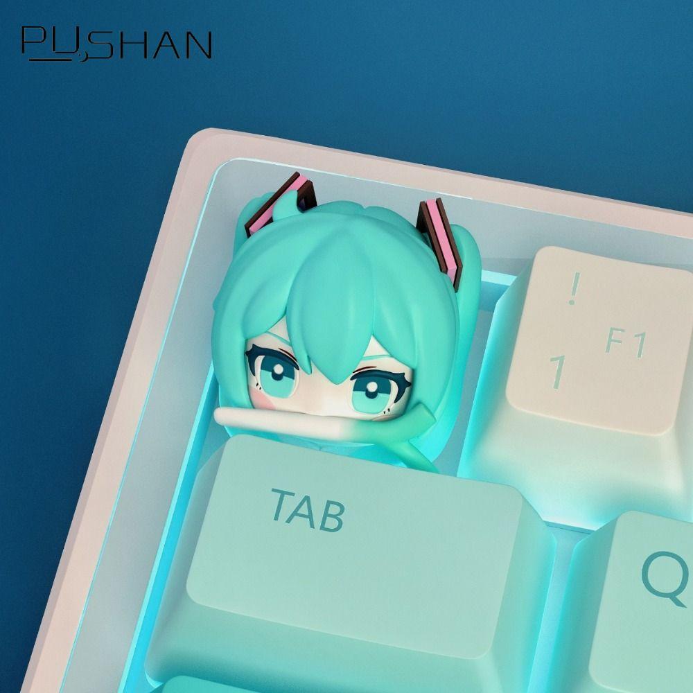 PUSHAN Hatsune Miku Keycap, Fufu VOCALOID Esc Key คีย์บอร์ด Keycap, Kawaii ประณีตสะสมตุ๊กตาเรซิ่น Ke