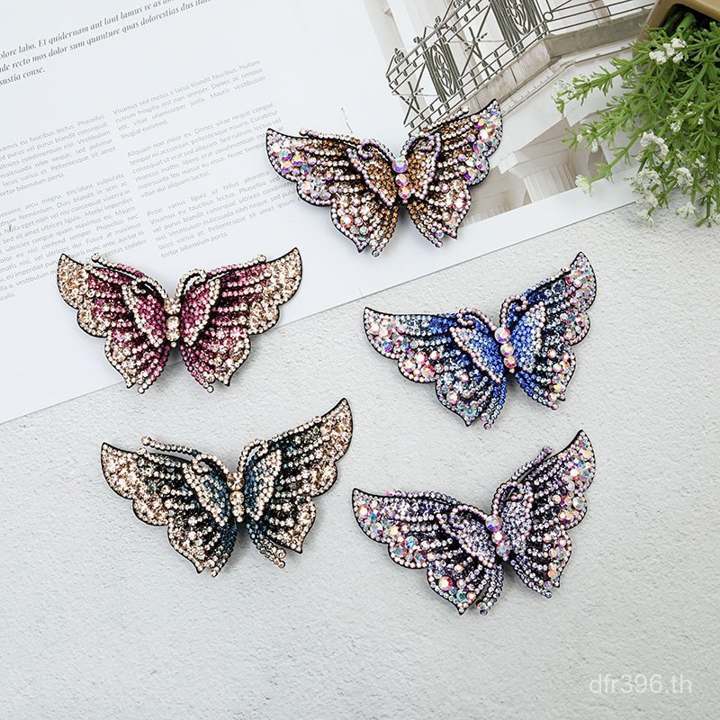 กิ๊บรูปดอกไม้แบบคลาสสิก ประดับด้วยเพชรเต็ม อุปกรณ์เสริมผมสำหรับผู้ใหญ่ เกาหลี ฤดูใบไม้ผลิ.bz7