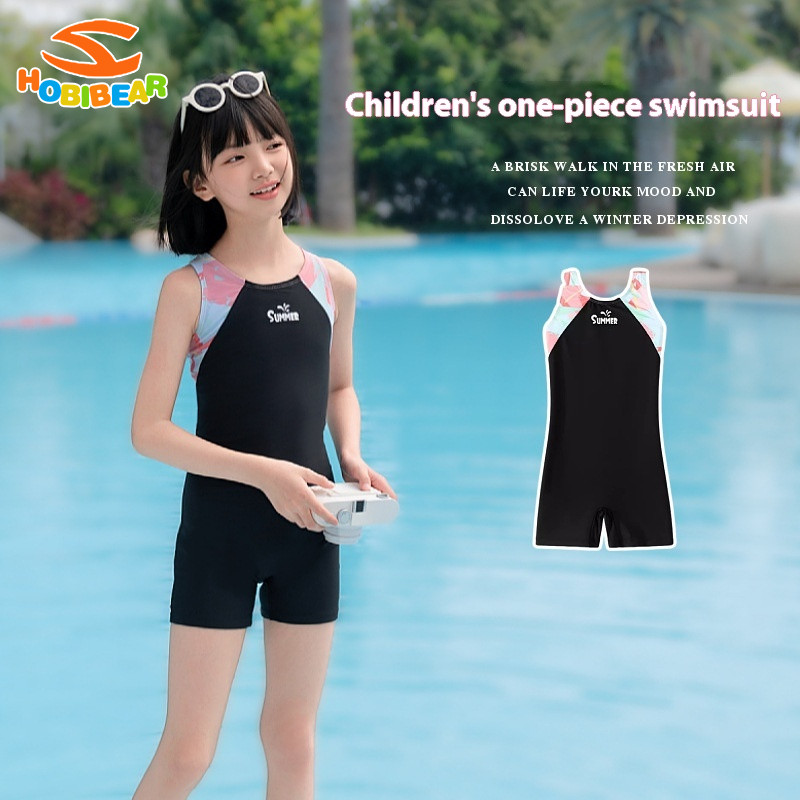 ชุดว่ายน้ำเด็กผู้หญิง HOBI BER แบบชิ้นเดียวสำหรับสวมใส่ขณะขับขี่ CDD6