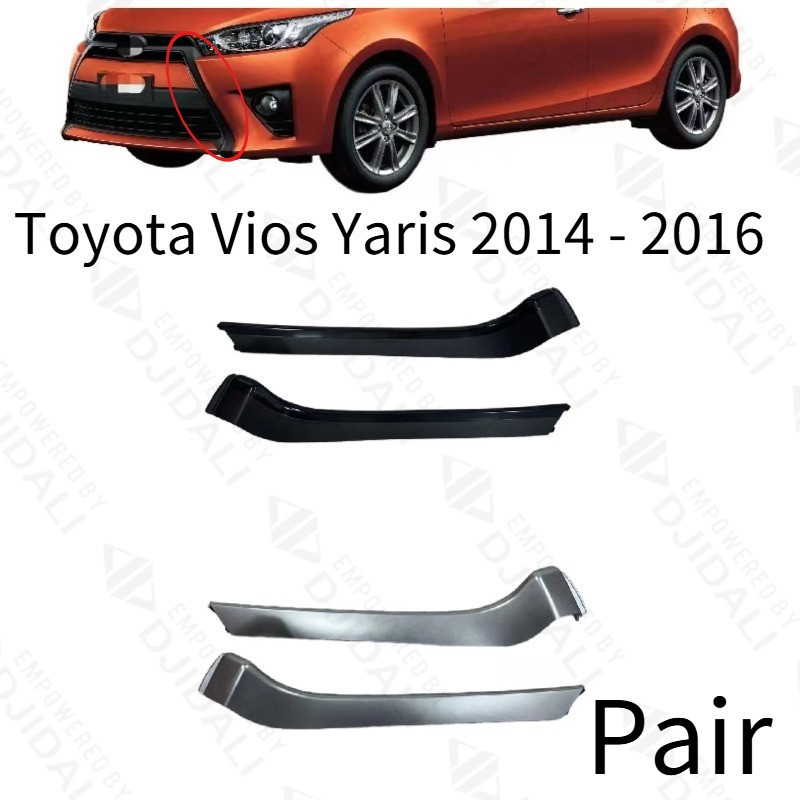 คู่ 2ชิ้น วีออส ยาริส 2014 2015 2016กันชนหน้าตกแต่งกรอบคิ้วสีดําโครเมี่ยมจัดแต่งทรงผมภายนอก