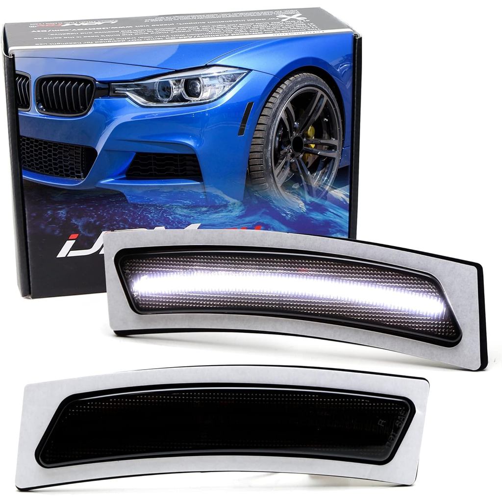 IJDMTOY เลนส์รมควันสีขาว LED ด้านหน้ากันชน Reflector เปลี่ยนด้านข้าง Marker Light Kit ใช้งานร่วมกับ 