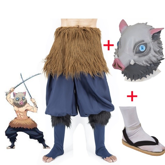 20H ใหม่ หน้ากากคอสเพลย์ การ์ตูนอนิเมะ Demon Slayer Rengoku Kyoujurou Hashibira Inosuke สีดํา 2022