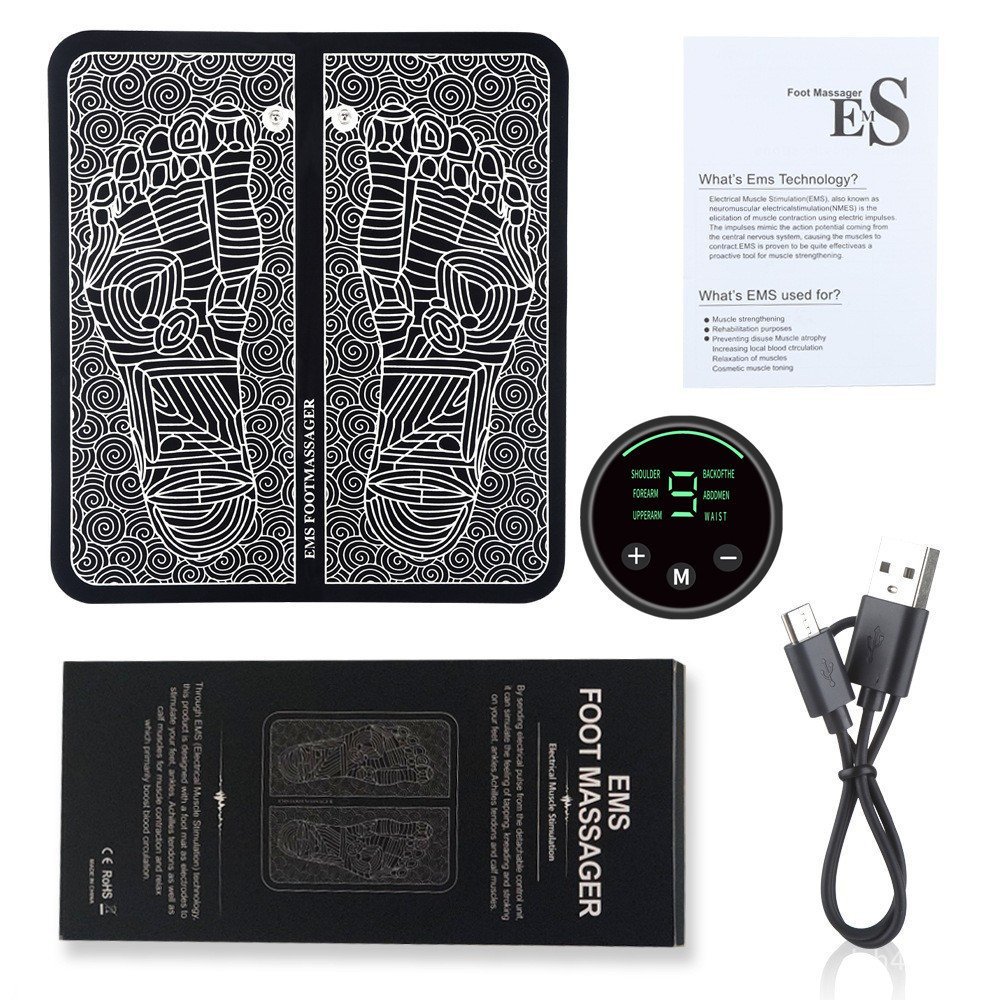 นวดเท้าems Foot Pad Massager Vibrating EMS กายภาพบําบัด Pulse อุปกรณ์เท้าประเภท TLBV