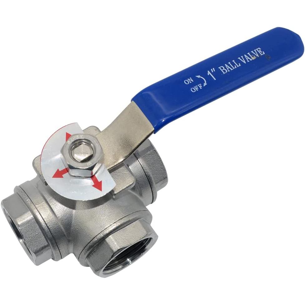 บอลวาล์ว T-Type หญิง 1 "NPT พร้อมที่จับฉนวนไวนิลสีน้ําเงินสําหรับงานหนัก 3 ทิศทาง 316 สแตนเลส WOG100