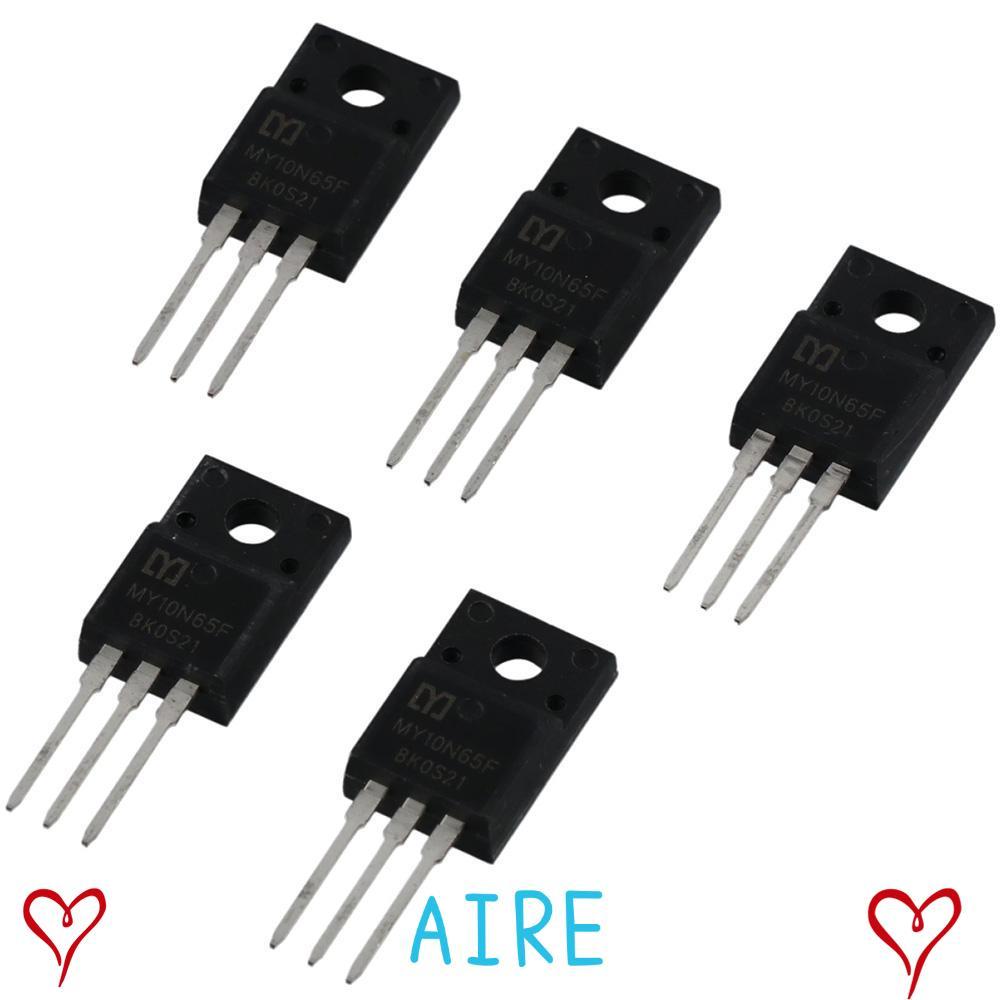 AIRE 5 ชิ้น MOS Field-Effect ทรานซิสเตอร์,สีดํา 10N65F Mosfet, N-Channel 650V 10A TO-220F MOSFET ทรา