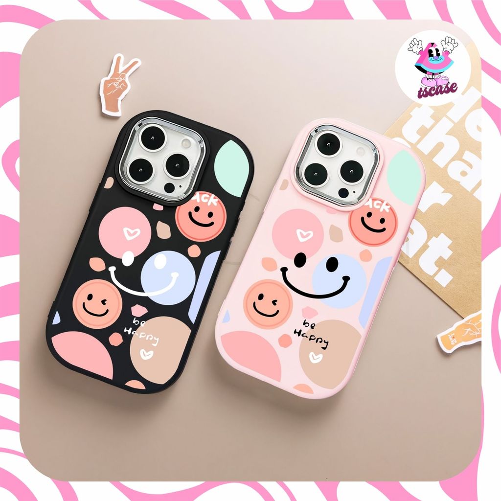 พิมพ์ Chrome Case Smile Be Happy สําหรับ vivo y28 4g y19s y29 v30 pro y03 y18 v25 v25e y02 y100 5g y