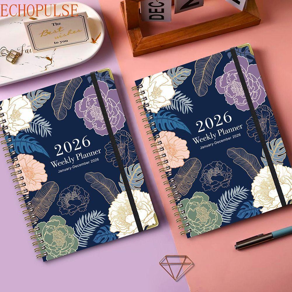 โน๊ตบุ๊ค ECHOPULSE, 365-Day 2026 Coil Notebook, 2026 Edition รายเดือนแท็บ A5 Size Diary Notebook Wor
