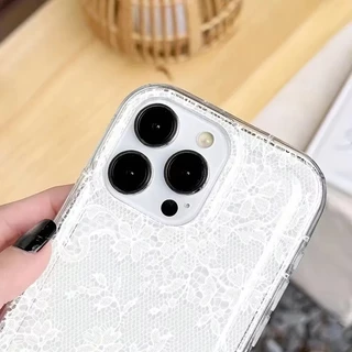 สําหรับiPhone 17 16 11 12 13 14 15 Pro MaxสําหรับiPhone 16e XR X XS Max 7 8 Plus SE2020 2022 เซ็กซี่ลูกไม้รูปแบบTrprentซิลิโคนปกอ่อน