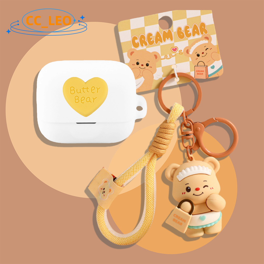 for EarFun Air Pro 4+ Case Silicone Soft Case Suitable for EarFun Air Pro 4 Plus Shockproof Shell Protective Sleeve Cute Cartoon Keychain Pendant