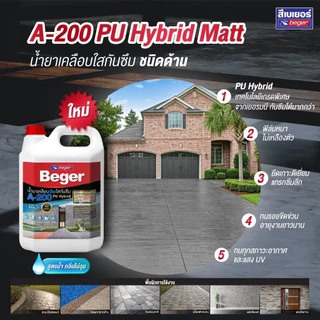 𝐁𝐞𝐠𝐞𝐫 𝐀-𝟐𝟎𝟎 𝐏𝐔 𝐇𝐲𝐛𝐫𝐢𝐝 น้ำยาเคลือบใส 1 กล. เคลือบใส หิน กระเบื้องดิน ผนังซีเมนต์ บล็อกตัวหนอน