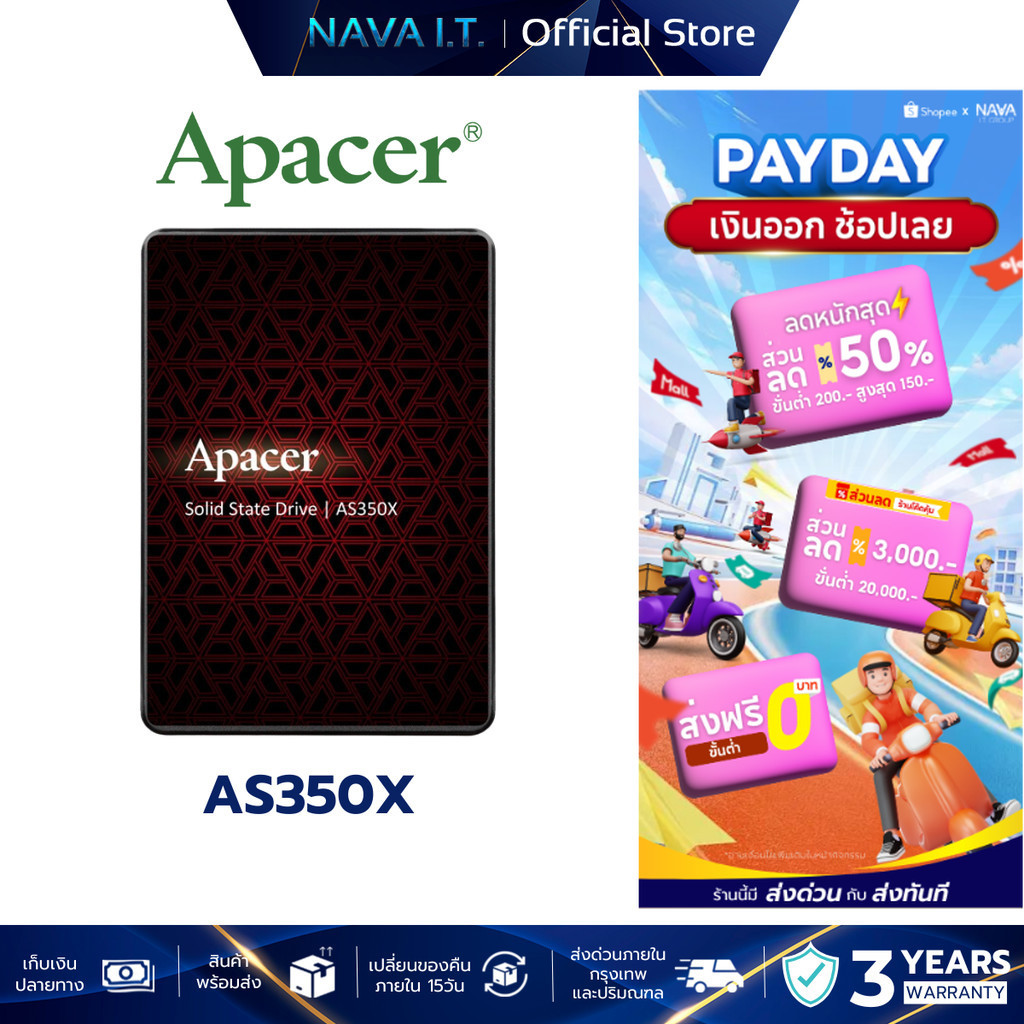 APACER SSD AS350X 1TB SSD SATA 2.5 (AP1TBAS350XR-1) (เอสเอสดี)