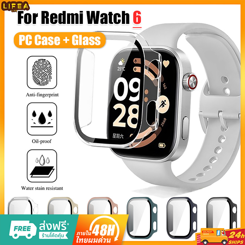 PC เคสหุ้มอย่างเต็มที่เข้ากันได้กับ Redmi Watch 6 เปลี่ยนสําหรับ Xiaomi Redmi Watch 6 นาฬิกาอุปกรณ์เสริมป้องกันหน้าจอ