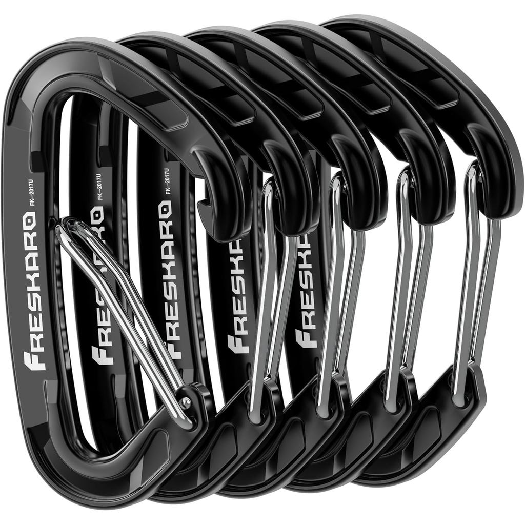 FresKaro 5pcs Nano Carabiner Clips, 8kN 1798lbs, Small Sturdy, Reliable Time-Tested Strong Spring Wi