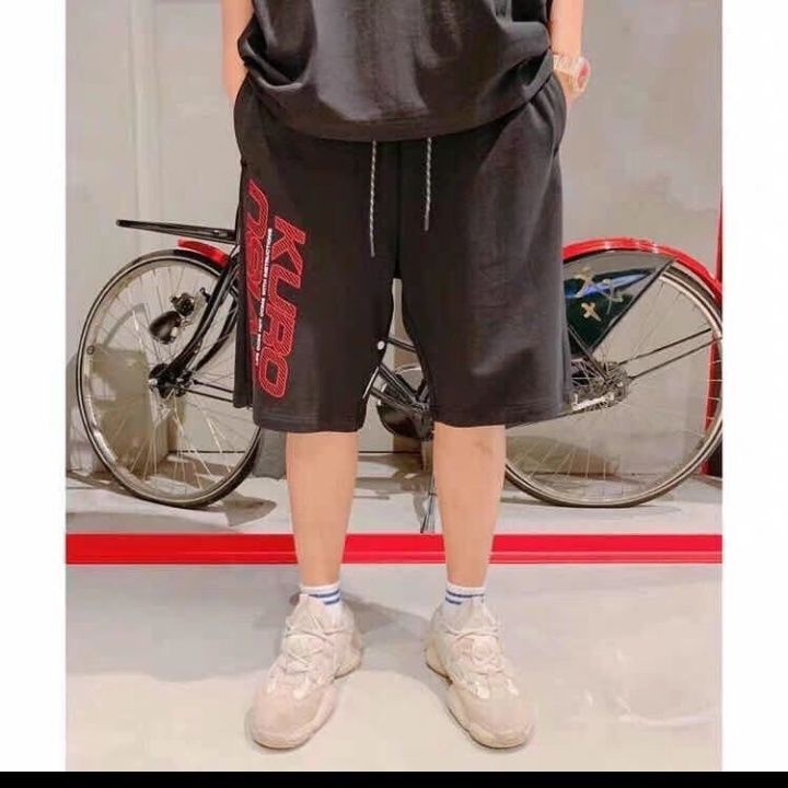 Evisu กางเกงขาสั้นผู้ชาย ปักลายอักษร ทรงหลวม สไตล์กีฬา