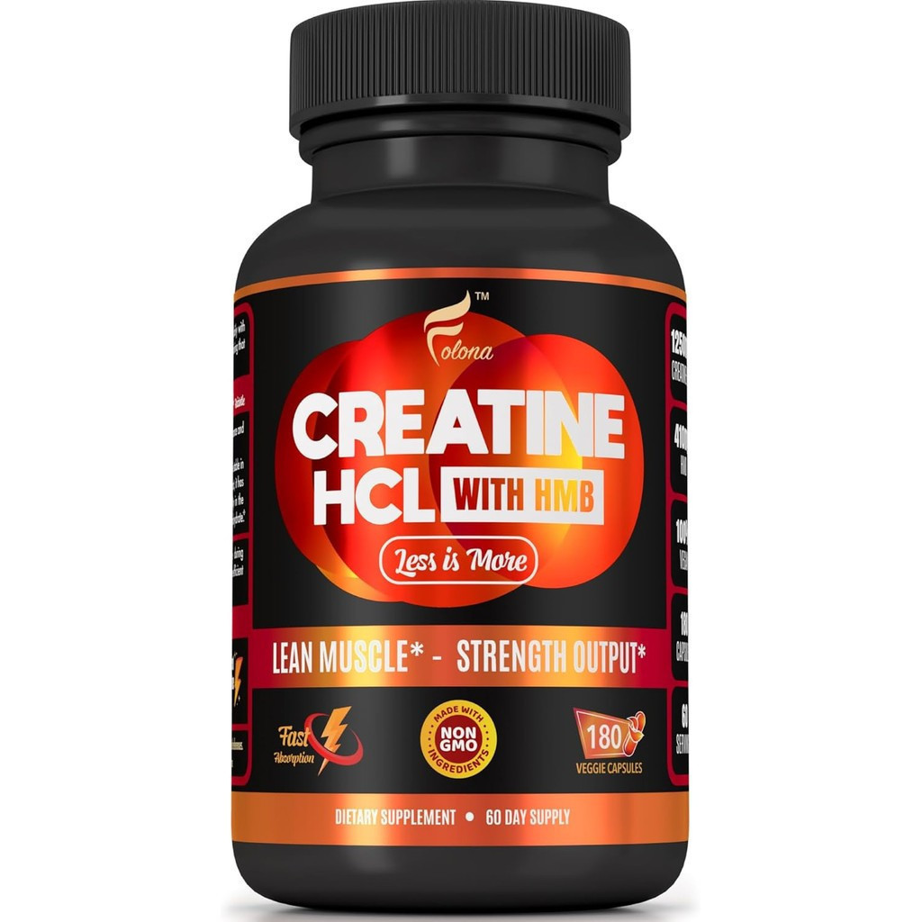 Creatine HCL Capsules with HMB - อาหารเสริมออกกําลังกายสําหรับผู้ชายและผู้หญิง, ตัวสร้างกล้ามเนื้อ, 