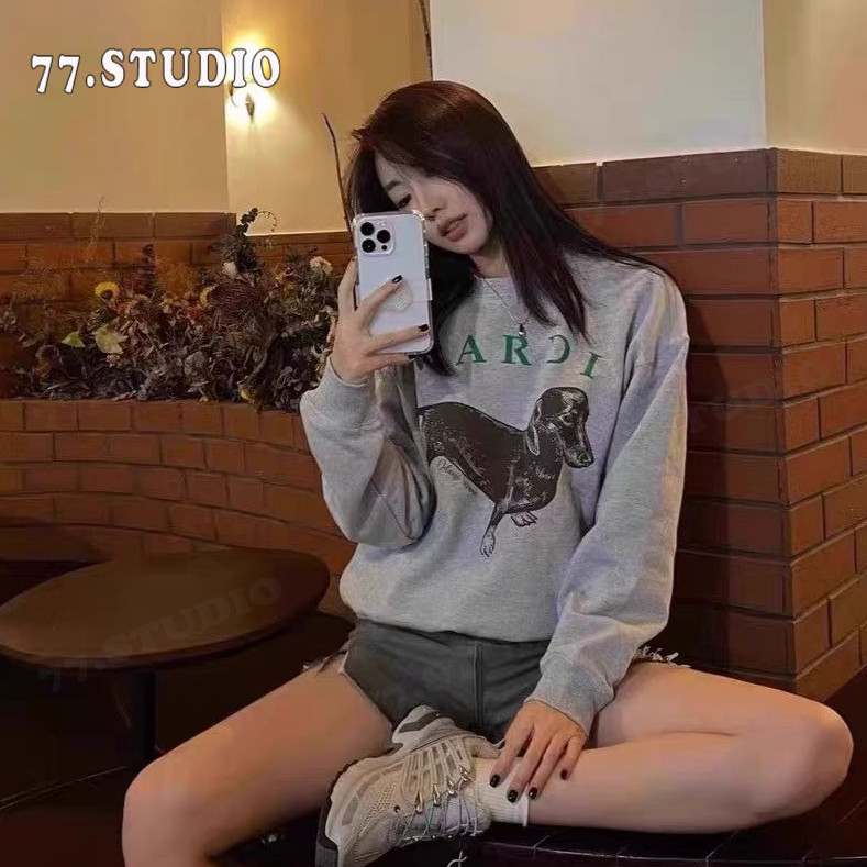 COD (กรุงเทพจัดส่งสินค้า)Mardiเสื้อสเวตเชิ้ตแขนยาวหลวมพิมพ์ลายคอกลมแฟชั่นสำหรับผู้ชายและผู้หญิง สวมใส่สบายและมีสไตล์