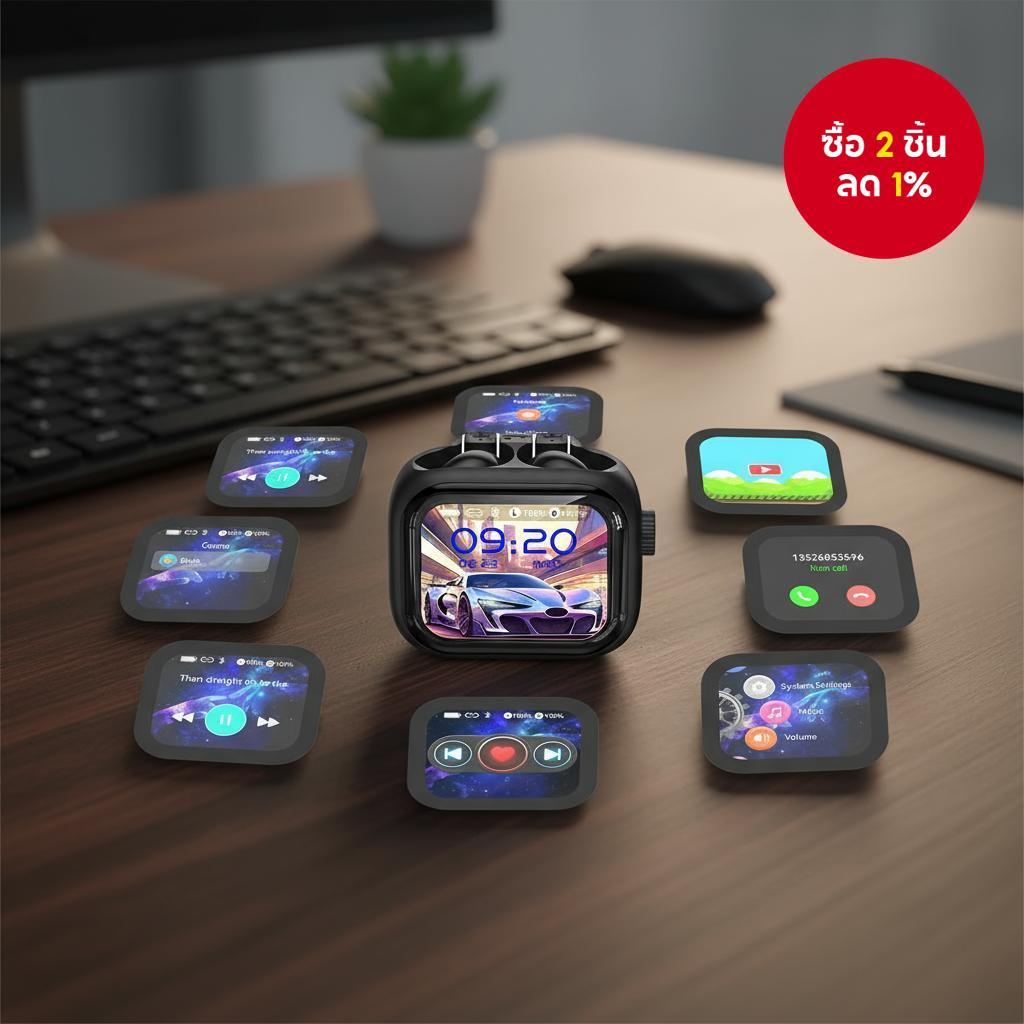 หูฟังแปลภาษาอัจฉริยะ HTC NE40 พร้อม AI บลูทูธ 6.0 หน้าจอ LED เสียง HiFi ลดเสียงรบกวน กันน้ํา