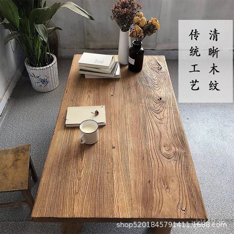 Log Table โต๊ะน้ําชาในครัวเรือน Elm B & B โต๊ะรับประทานอาหารสํานักงานกระดานไม้โต๊ะน้ําชาไม้เนื้อแข็ง