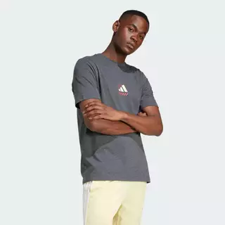 adidas ไลฟ์สไตล์ เสื้อยืดพิมพ์ลาย Lounge Pizza ผู้ชาย สีเทา JN2400
