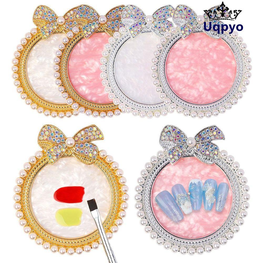 UQPYO Nail Art Palettes Big Bow Pearls Diamonds Agate Stone Nail Art Gel