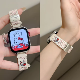 Slim น่ารัก KT พิมพ์สายรัดไนลอนสําหรับ Huawei Watch Fit 4/5 Pro สมาร์ทวอท์ชผู้หญิงสายรัดข้อมือแม่เหล็กสําหรับ Huawei Watch Fit 3