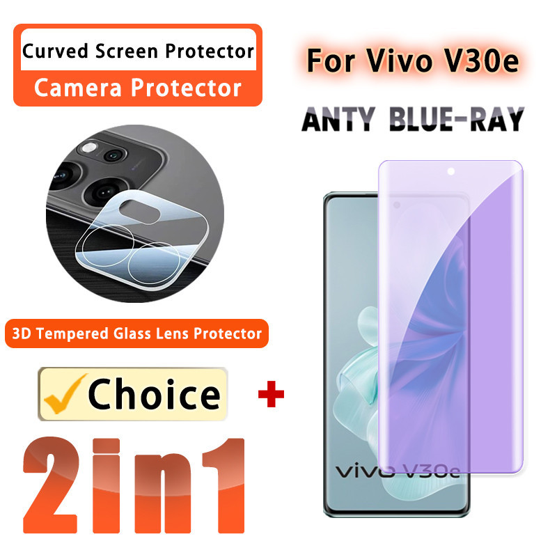 2 IN 1 Anti-Blueฟิล์มVivo V30eฟิล์มกระจกนิรภัยสําหรับVivo V30e V50e V40e V40 V60 V50 V30 Pro 3Dฟิล์ม