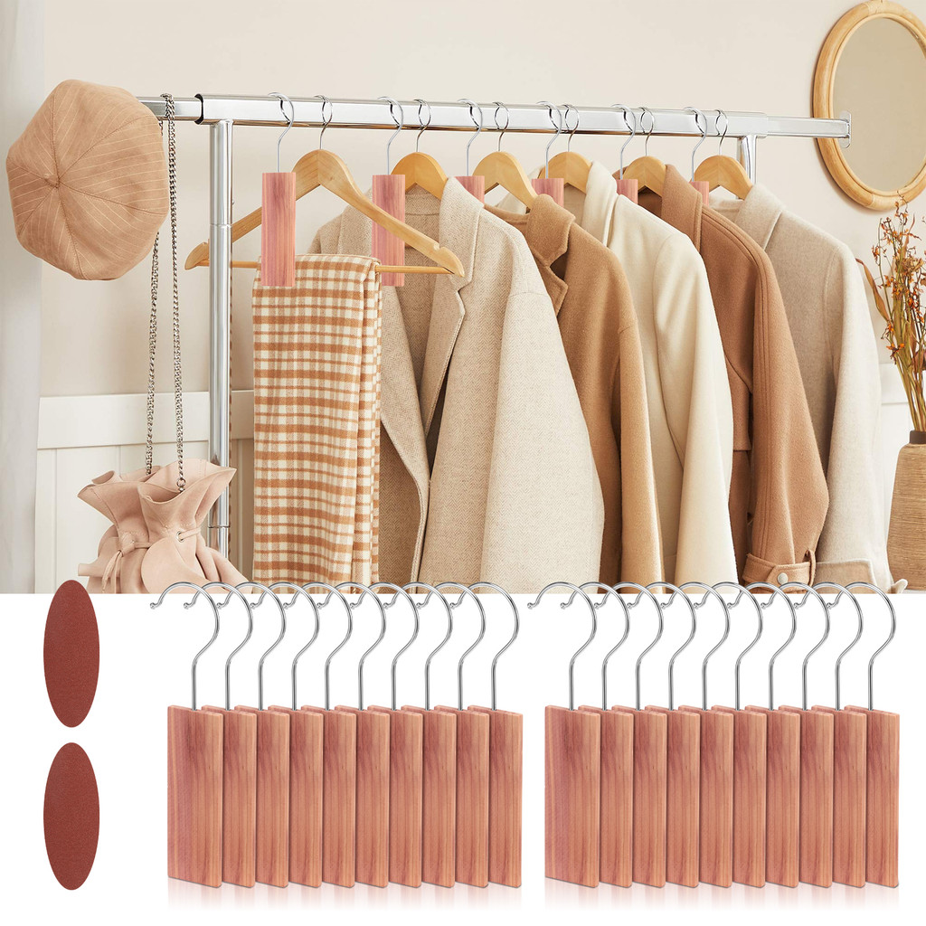 20 ชิ้น Cedarwood Moth Repellent แขวน Cedar Block พร้อมกระดาษทรายสําหรับตู้เสื้อผ้าลิ้นชักตู้เสื้อผ้