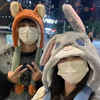 หมวกการ์ตูน จูดี้ หมวกการ์ตูนผู้หญิง อบอุ่นคลุมหู กันลมป้องกันหนาว สไตล์เด่น น่ารัก ขนปุย