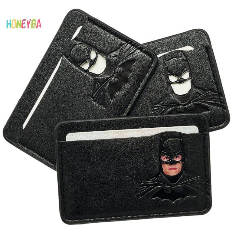 <Honeyba>ค้างคาว ID Wallet Slim Leather Card Holder Case Wallet With Hero Mask Creative Anniversary 