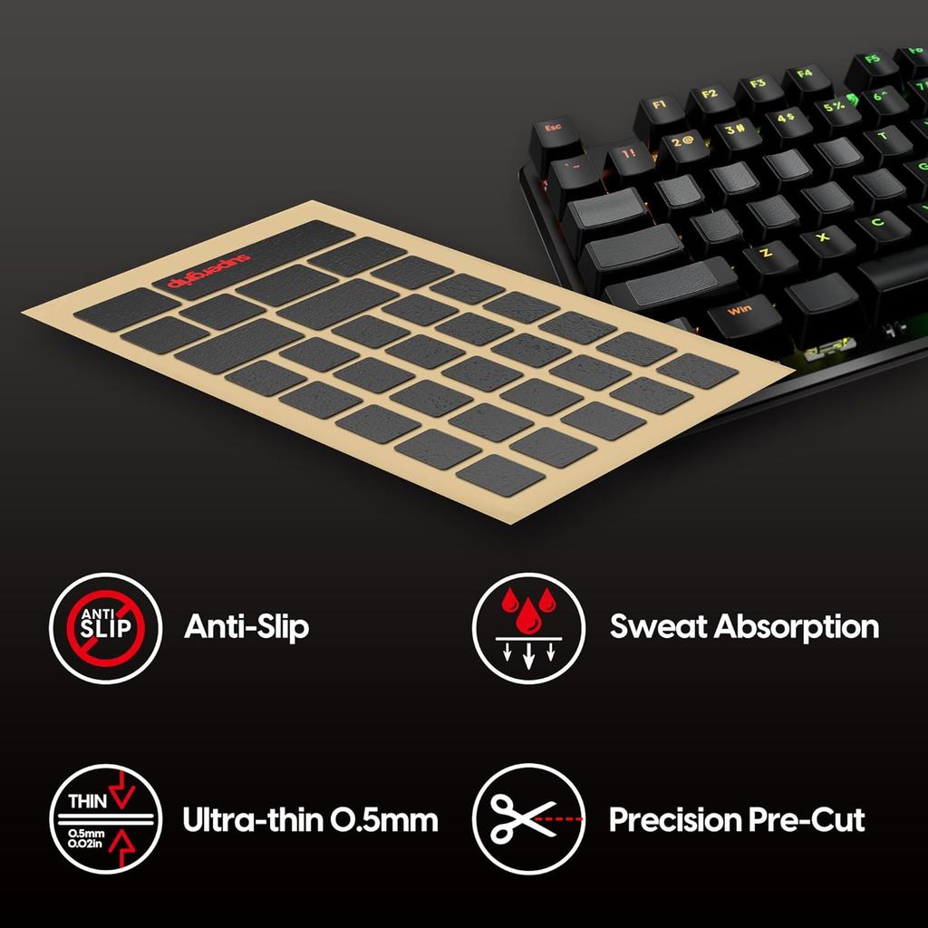 Pulsar Gaming Gears SUPERGRIP Pre-Cut Keyboard Griptape Pre-Laminated Sweat Absorbing High Performan